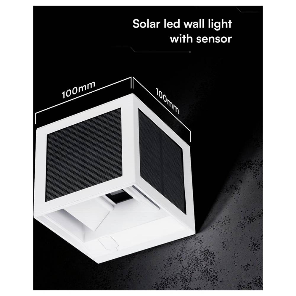 V-TAC Außen-Deckenleuchte VT-408CCT-W Solar-Außenwandleuchte mit Bewegungsmelder LED 9 W Weiß, Akkubetrieb, Mit Sensor
