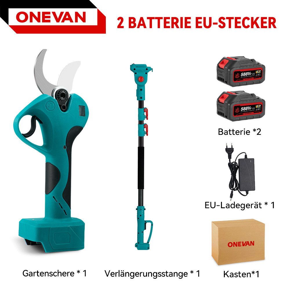 ONEVAN Akku-Astschere Teleskop 45cm Elektrische Gartenschere, 2m Teleskopst günstig online kaufen