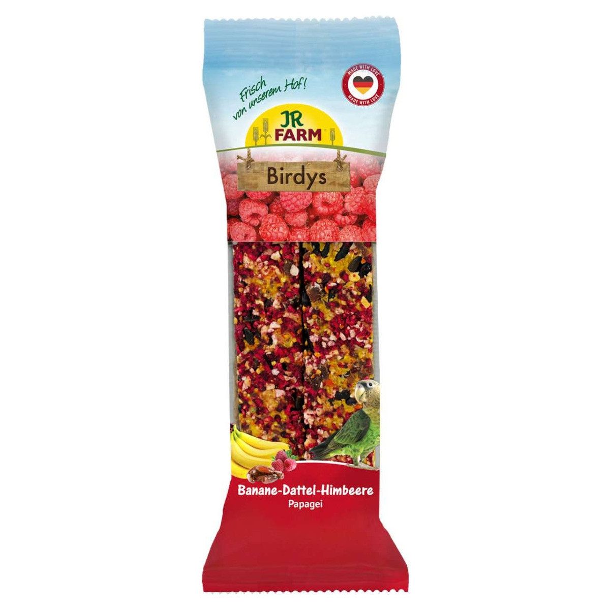 JR Farm Birdys Papagei Banane-Dattel-Himbeere 260 g - 5 Stück, Nahrungsergänzungsmittel für: Vogel