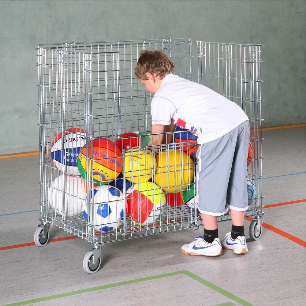 Sport-Thieme Ballwagen Materialwagen Jumbo, Geordnete, abschließbare Aufbewahrung von Bällen