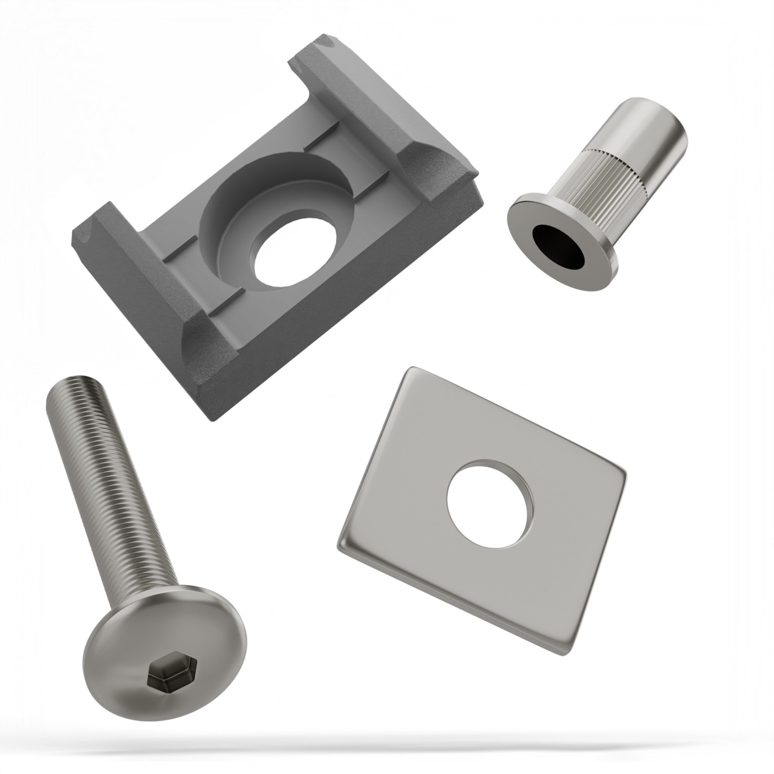 Qualinos Doppelstabmattenzaun Montage- und Reparaturset Klemmplatte Flach V2A Haltebock Universell, (Vorteilspack, 10-St., Vollständiges Montageset flache Klemmplatten flacher Bock), Komplettes Set - V2A Edelstahl rostfrei - UV stabilisiert