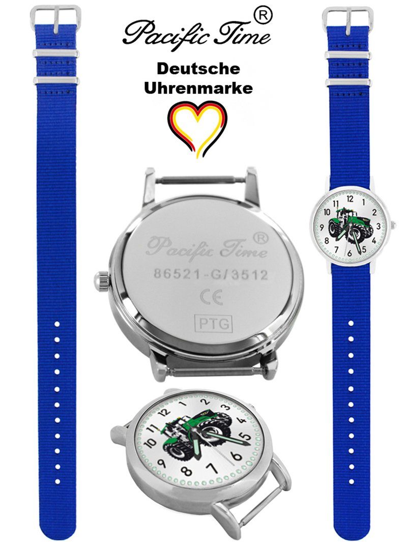 Pacific Time Quarzuhr Kinder Armbanduhr und grün Gratis Design Mix Versand Match Wechselarmband, royalblau - Traktor