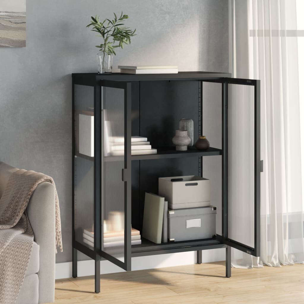 vidaXL Sideboard Sideboard Schwarz 75x35x105 cm Glas und Stahl