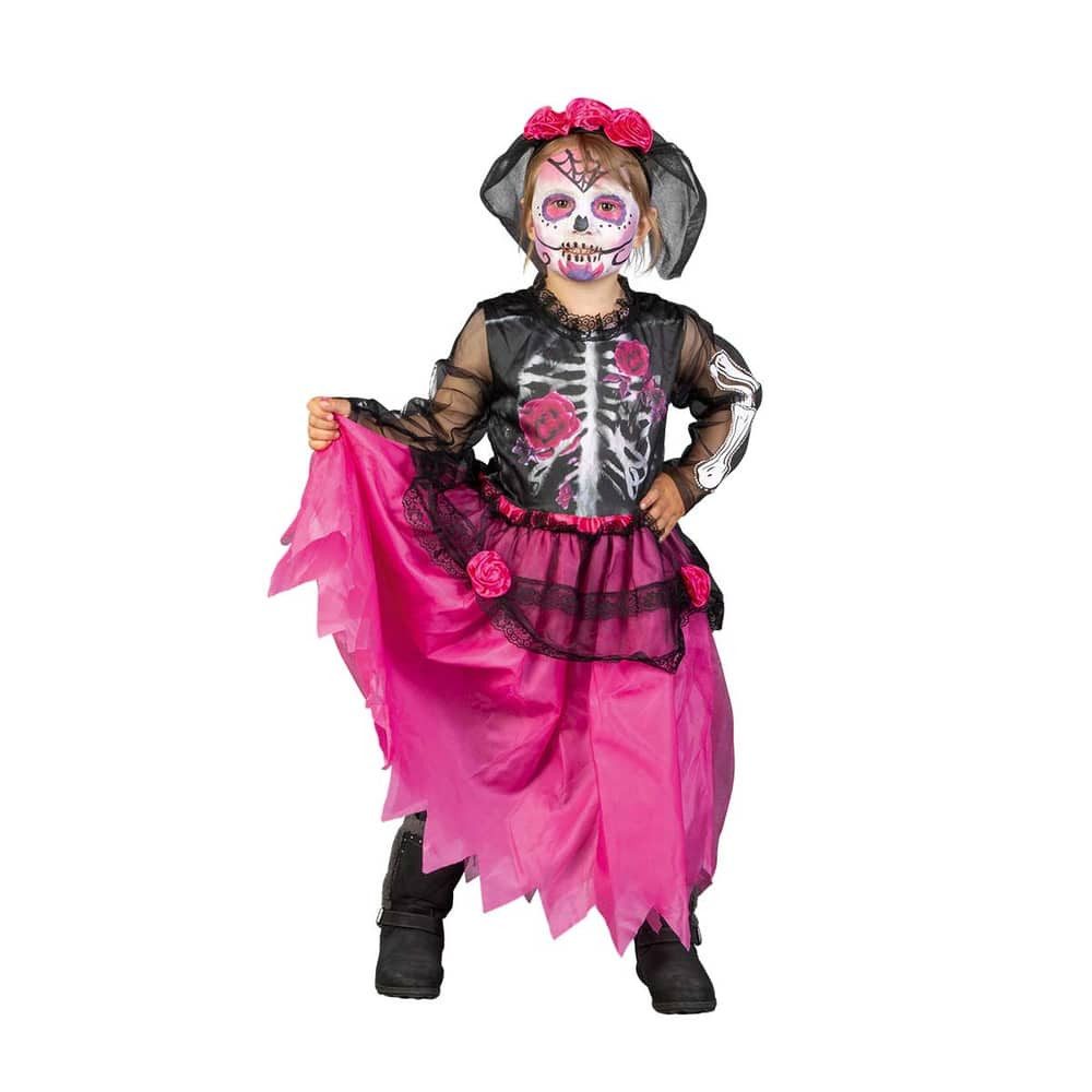 Kostüm Kinderkostüm - Kleid Skelett - Gr. 122/128