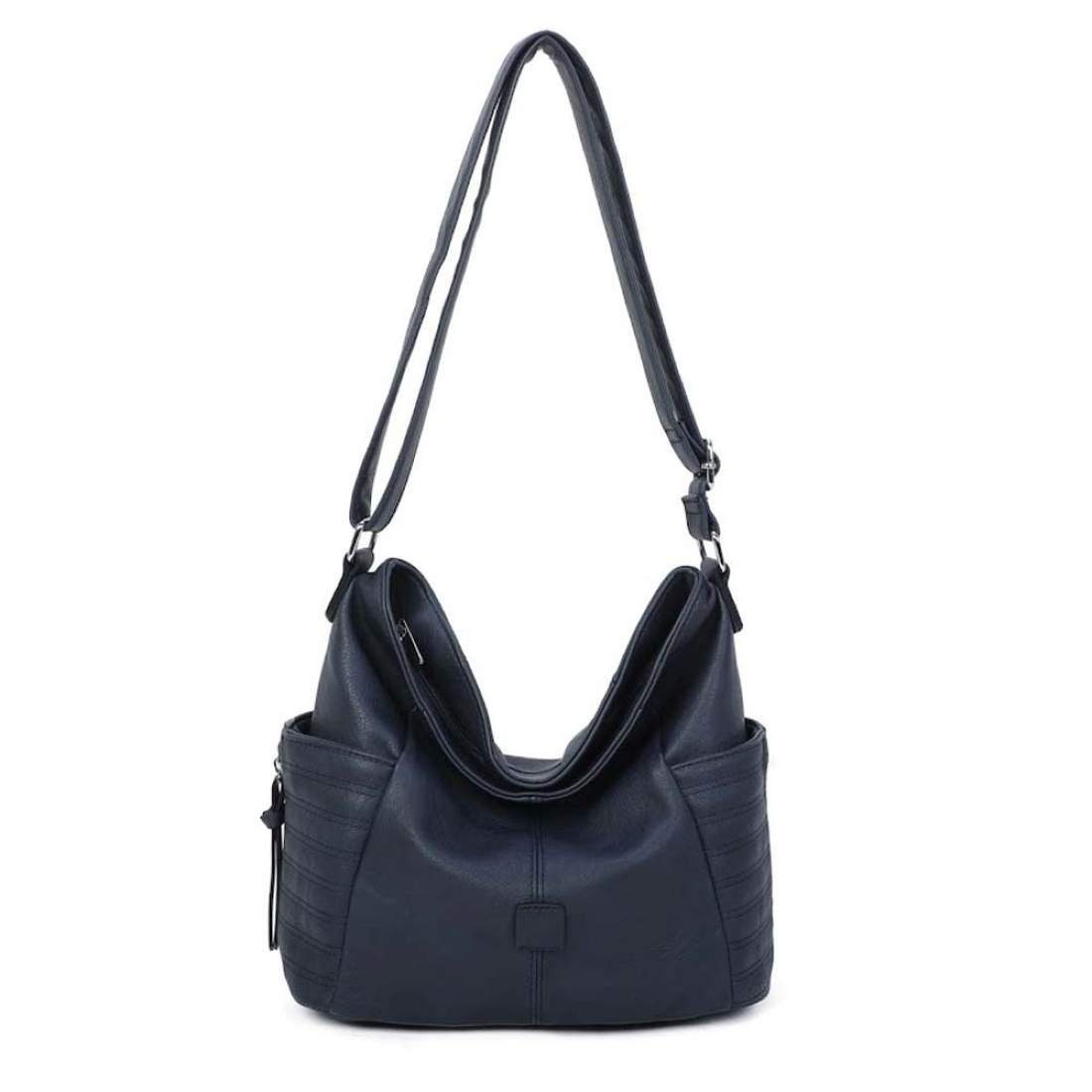 ITALYSHOP24 Schultertasche Damen Tasche Shopper CrossOver, als Handtasche, Umhängetasche, Hobo Bag tragbar