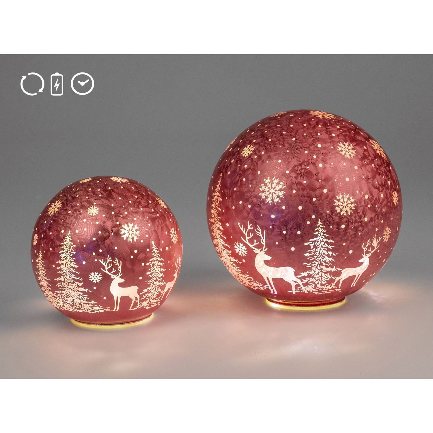 formano LED Kugelleuchte Winterzeit Wildberry, LED, Drehend, mit Timer, Rot, Winterwald, H: cm