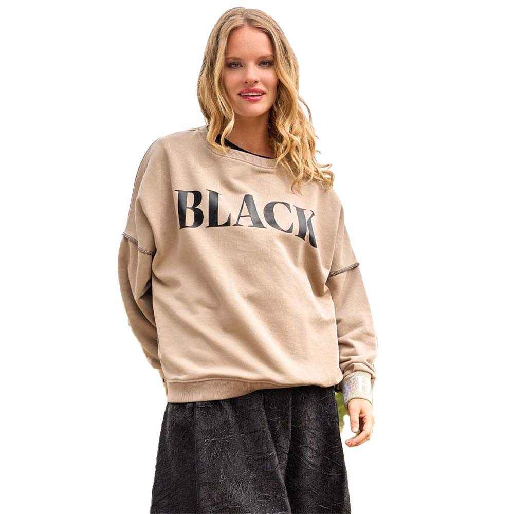 Miss Goodlife Sweatshirt MG13322 "Black and White" Oversize-Sweater – Sand günstig online kaufen