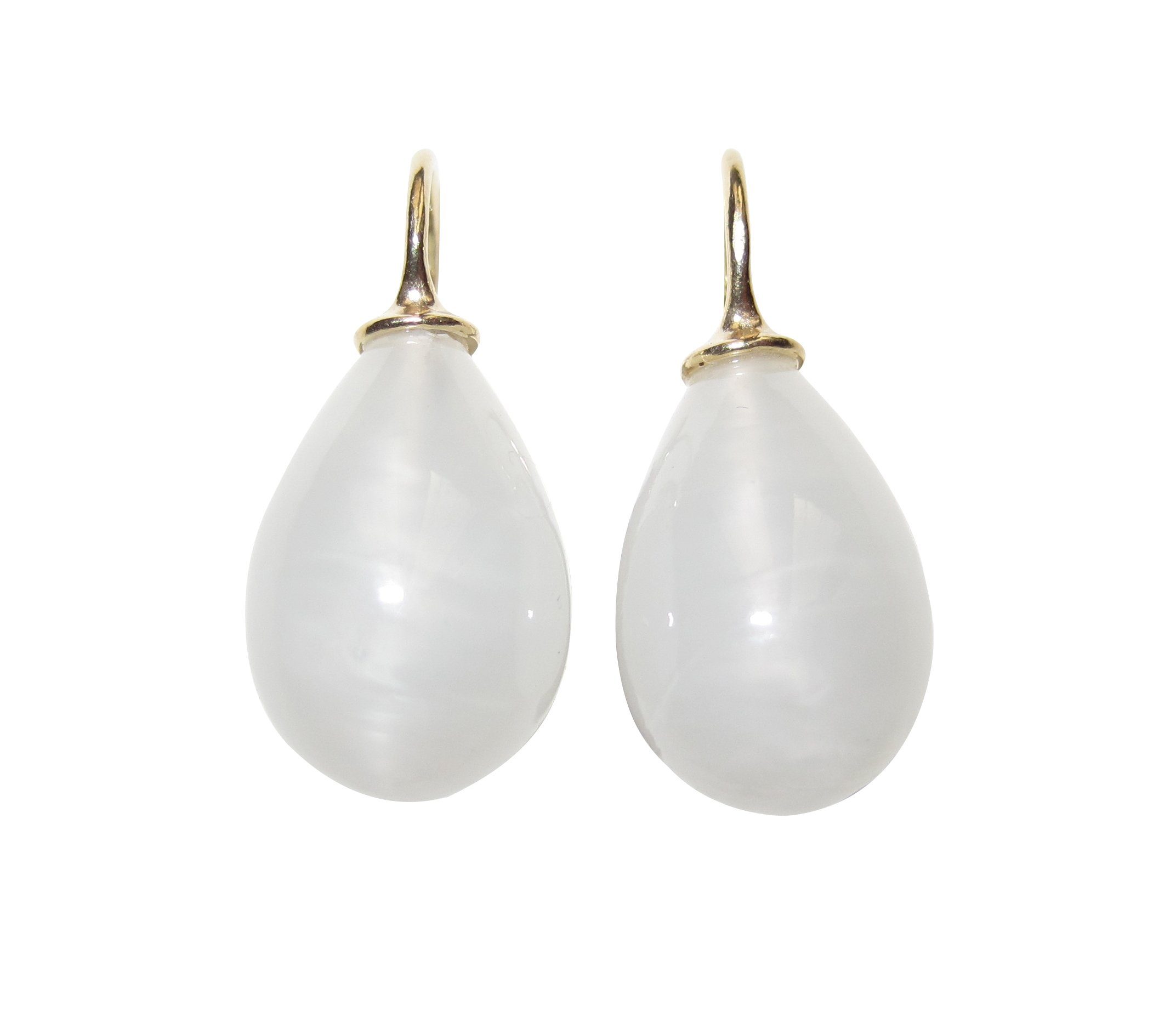 Mugello Paar Ohrhänger Lea opal gold-platt. schönes Geschenk zeitlos weiß, made in Germany Heide Heinzendorff, hochwertige Glashandwerkarbeit