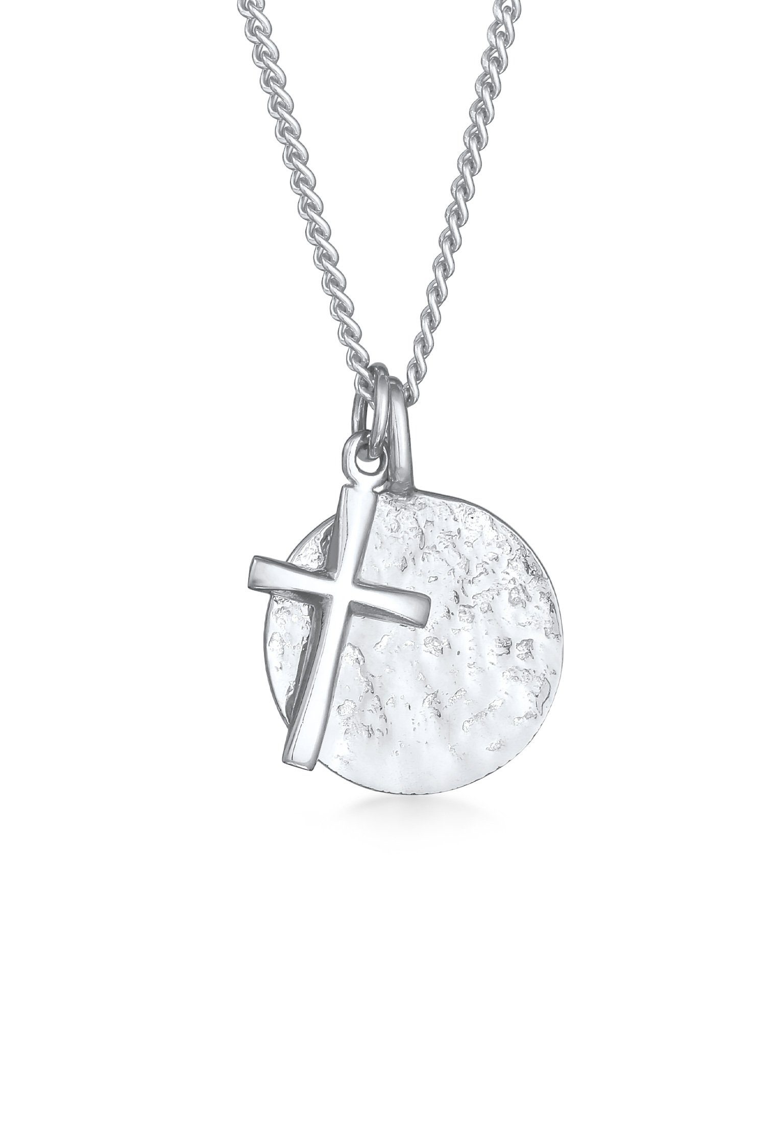 Lange Kette Herren Coin Antik Kreuz Trend Modern 925 Silber