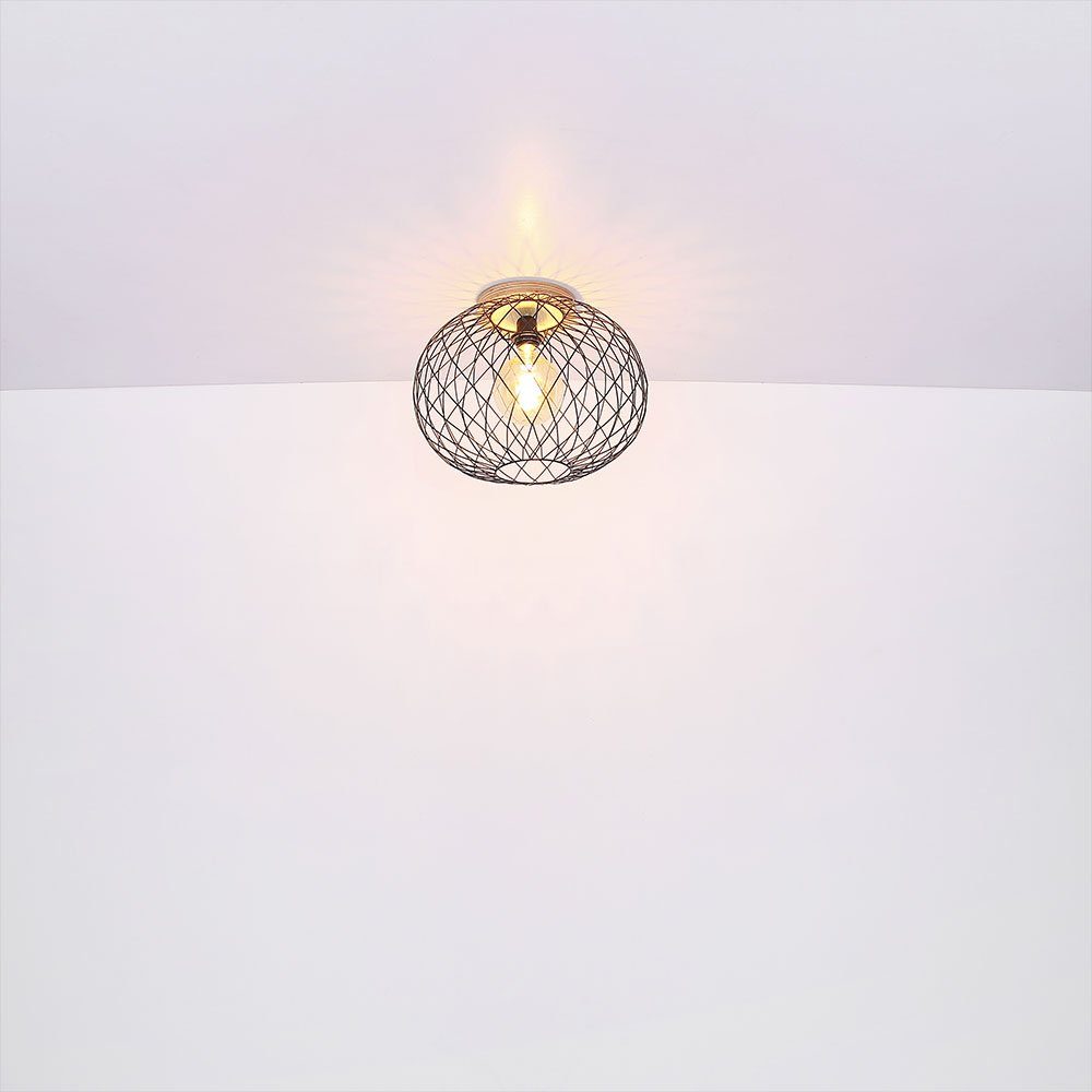 Flurlampe etc-shop inklusive, D natur Holz Deckenleuchte schwarz nicht Deckenstrahler, Leuchtmittel Gitter-Design Deckenlampe