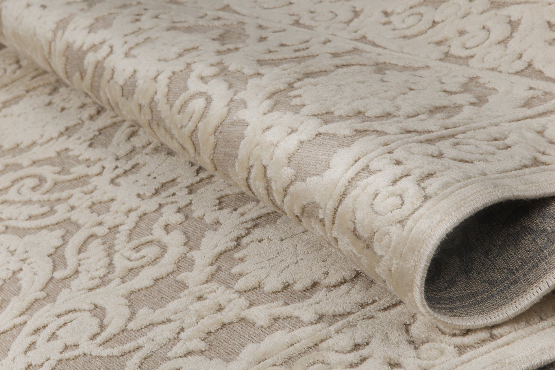 Luxus Designteppich Belle 3D-Effekt Arti, Farashe Wohnzimmer beige kurzflor, Läufer handgeknüpft Flur Teppich