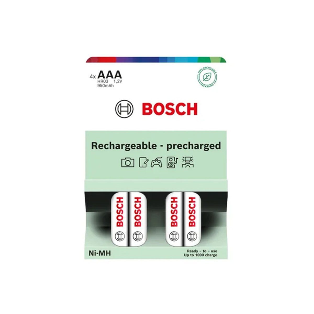 BOSCH Bosch Batterie AAA 950mAh 4 Stück HR03B4P950/00 Verlängerungskabel