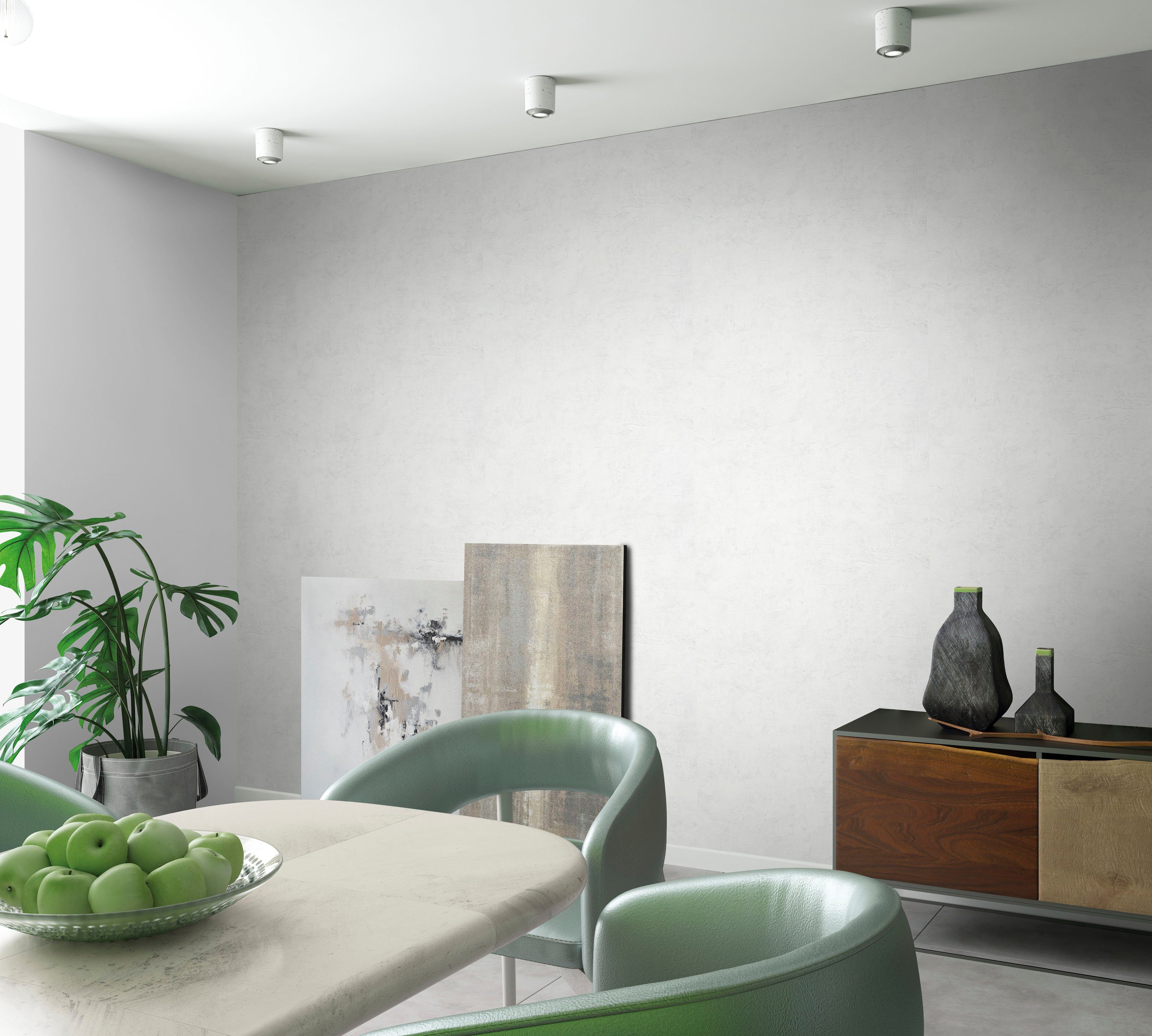 Marburg Vliestapete Leather, texturiert, uni, moderne Vliestapete für Wohnzimmer Schlafzimmer Küche weiß