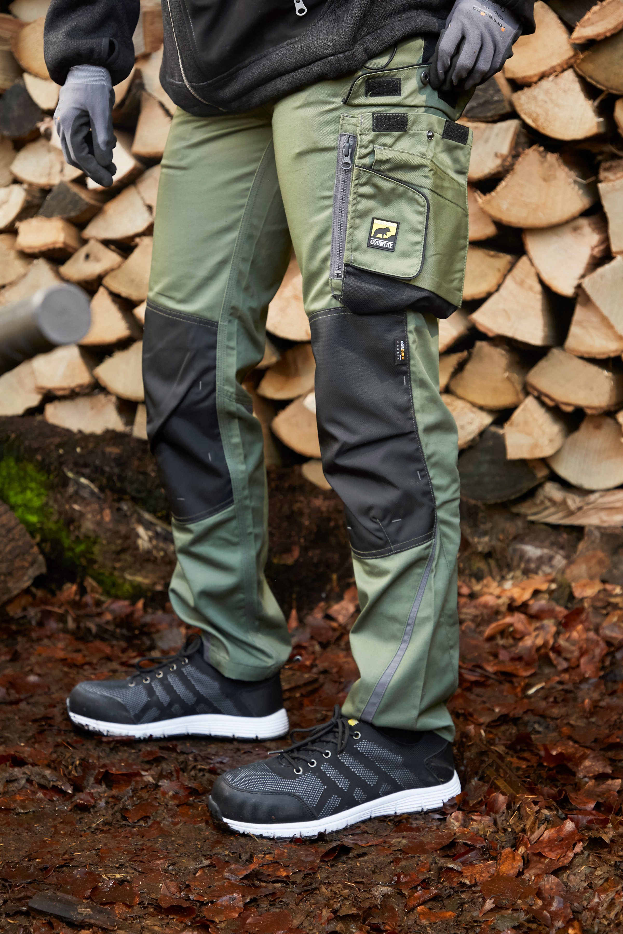 Northern Country Arbeitshose (langlebig durch für und Verriegelungspunkte, olivgrün Reißverschlussbelüftung mit Damen + Cordura®Verstärkungen Innenbeinnaht 9 Taschen) 3-fach