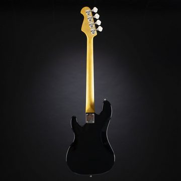 J & D E-Bass, E-Bass, Elektrische Bass Gitarre mit 4 Saiten und Linde Korpus, P Bass mit Split-Coil Tonabnehmer und passiver Elektronik, Vintage 1963 Black, E-Bass, Elektrische Bass Gitarre, P Bass