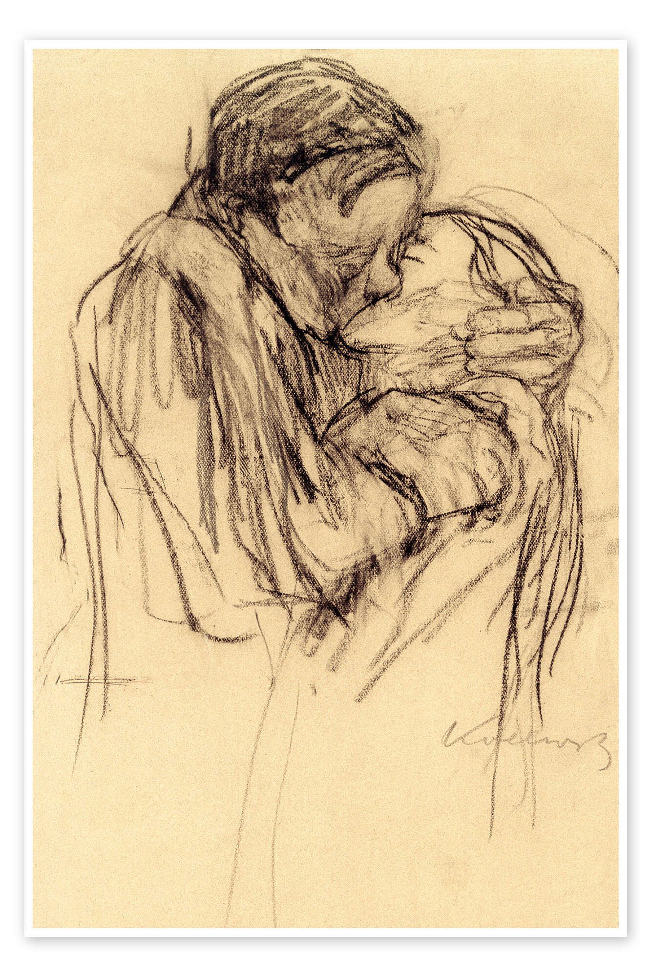 Posterlounge Wandbild Der Kuss, Käthe Kollwitz, erhältlich als Poster, Lein günstig online kaufen
