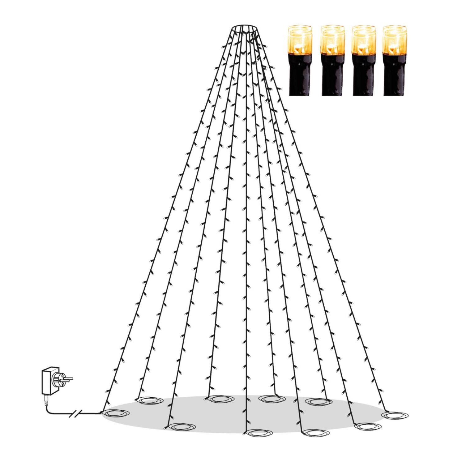 MARELIDA LED-Baummantel LED Baummantel Lichterkette f. Fahnenmast 10 Stränge 360LED 7m Außen, 360-flammig