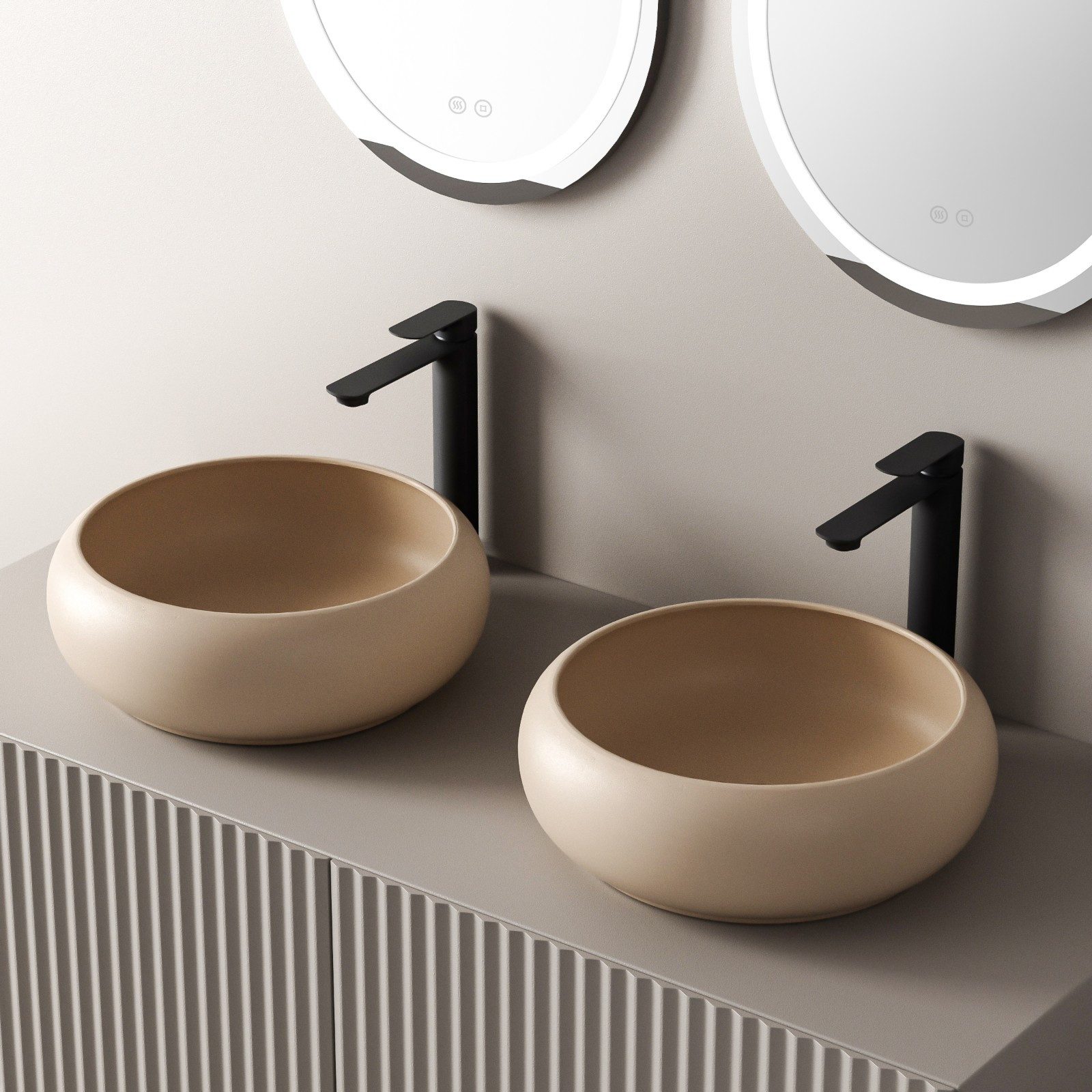EMKE Aufsatzwaschbecken Keramik Waschbecken Rund Gäste-WC günstig online kaufen