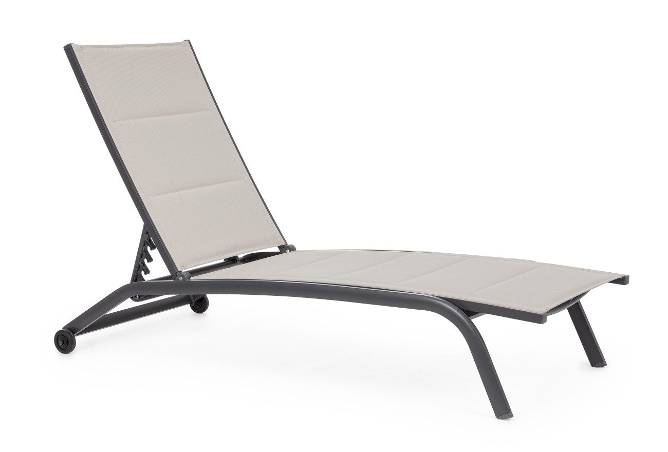 Bizzotto Gartenliege Cleopass 2er-Set aus Aluminium, Stone, verstellbare Rückenlehne (5 Positionen) & Rollen