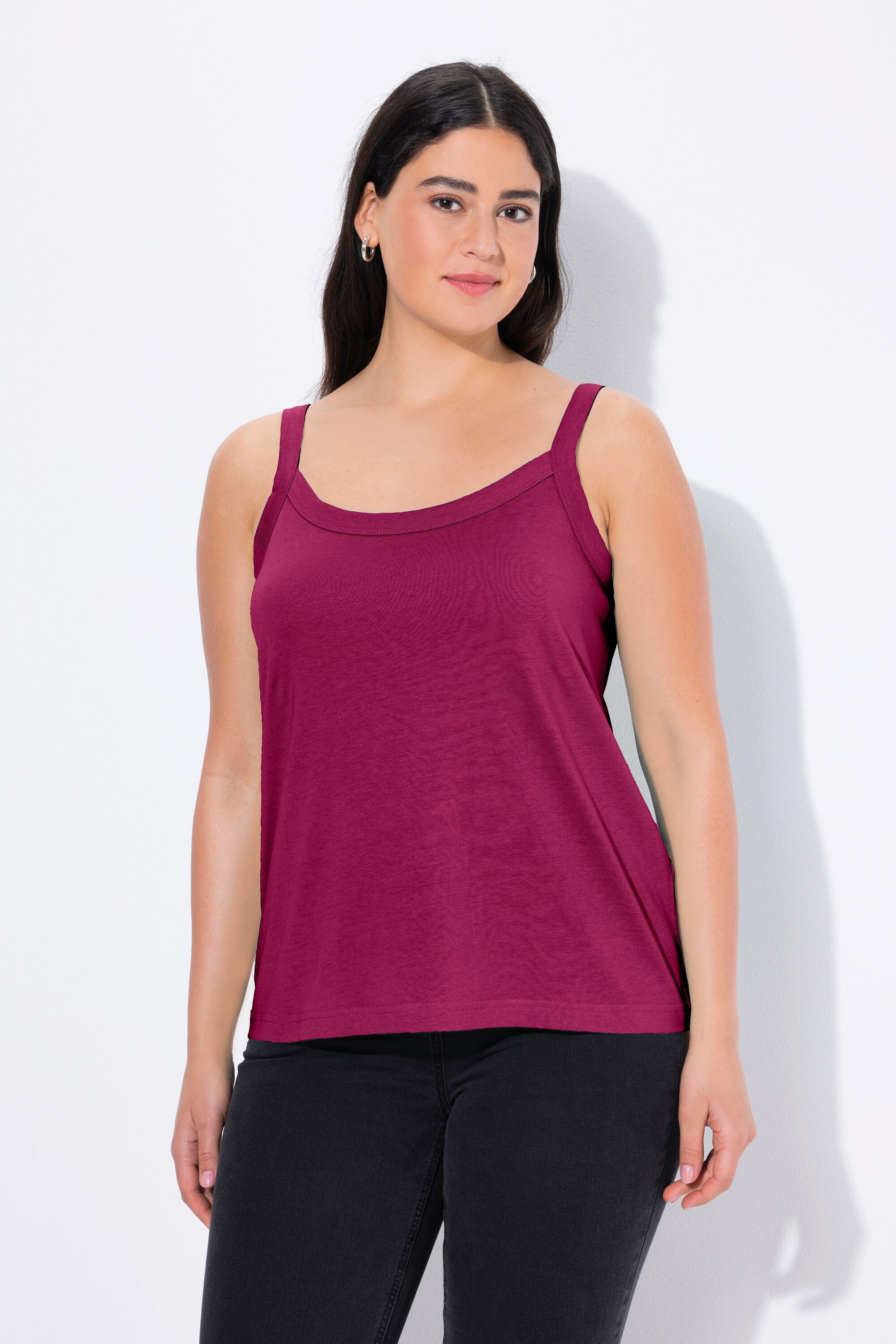 Ulla Popken Longtop Spaghettitop Rundhals Modalmix ärmellos günstig online kaufen