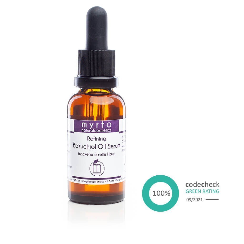 Ölserum ohne Refining Bestbewertung bei 100% Codecheck: myrto Ring) EMPFEHLENSWERT - Naturkosmetik Gesichtsserum Duftstoffe, Serum Anti-Aging (grüner Bakuchiol Oil