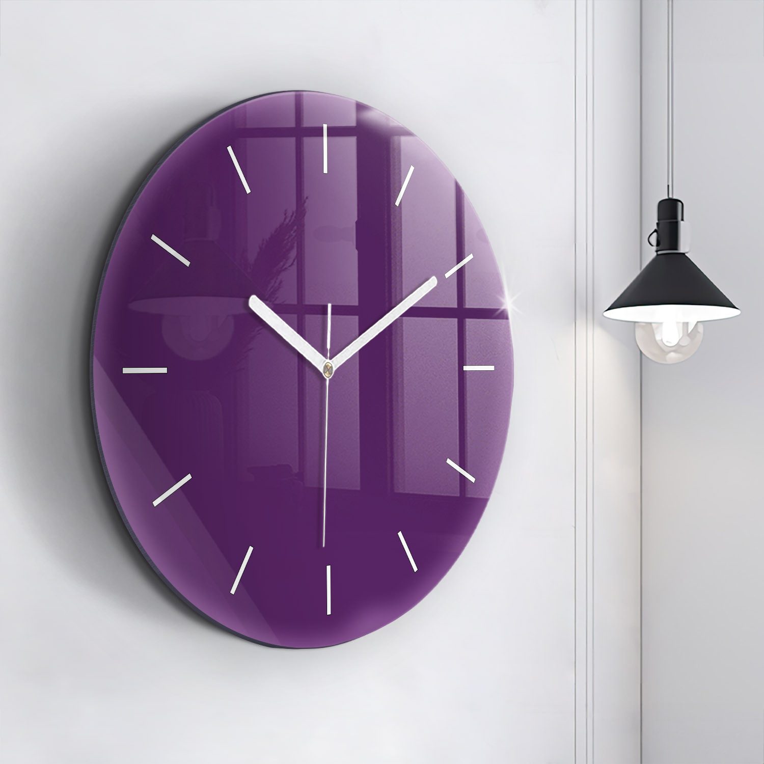 Tulup Wanduhr Glasrunde Uhr Moderne Glaswanduhr 60cm Uhr aus Gehärtetem Glas