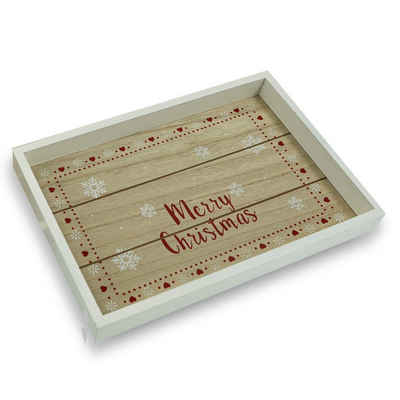 MARELIDA Dekotablett Tablett MERRY CHRISTMAS Dekotablett Weihnachten Holz L: 35cm B: 24cm