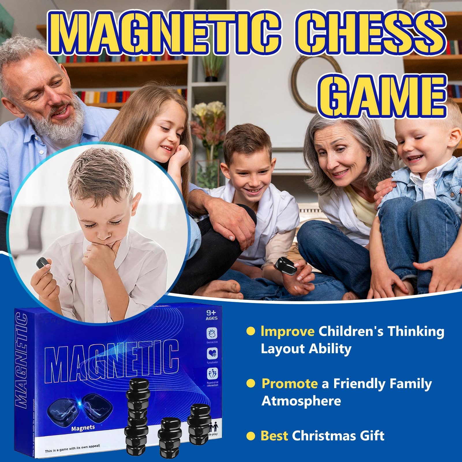 Bundviel Lernspielzeug Lernspielzeug Tisch-Magnetspiel,Reises Magnetisch spiel,Magnetic Chess – Bild 3 von 5