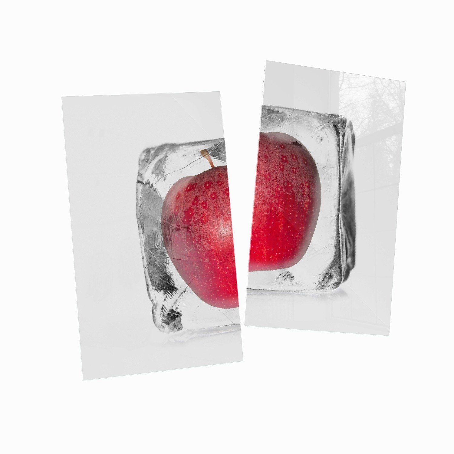 tlg., Herd-Abdeckplatte - (Glasplatte, Noppen), 5mm Apfel verschiedene ESG-Sicherheitsglas, in 2 inkl. Eiswürfel Obst, Größen Wallario Roter Eiskaltes