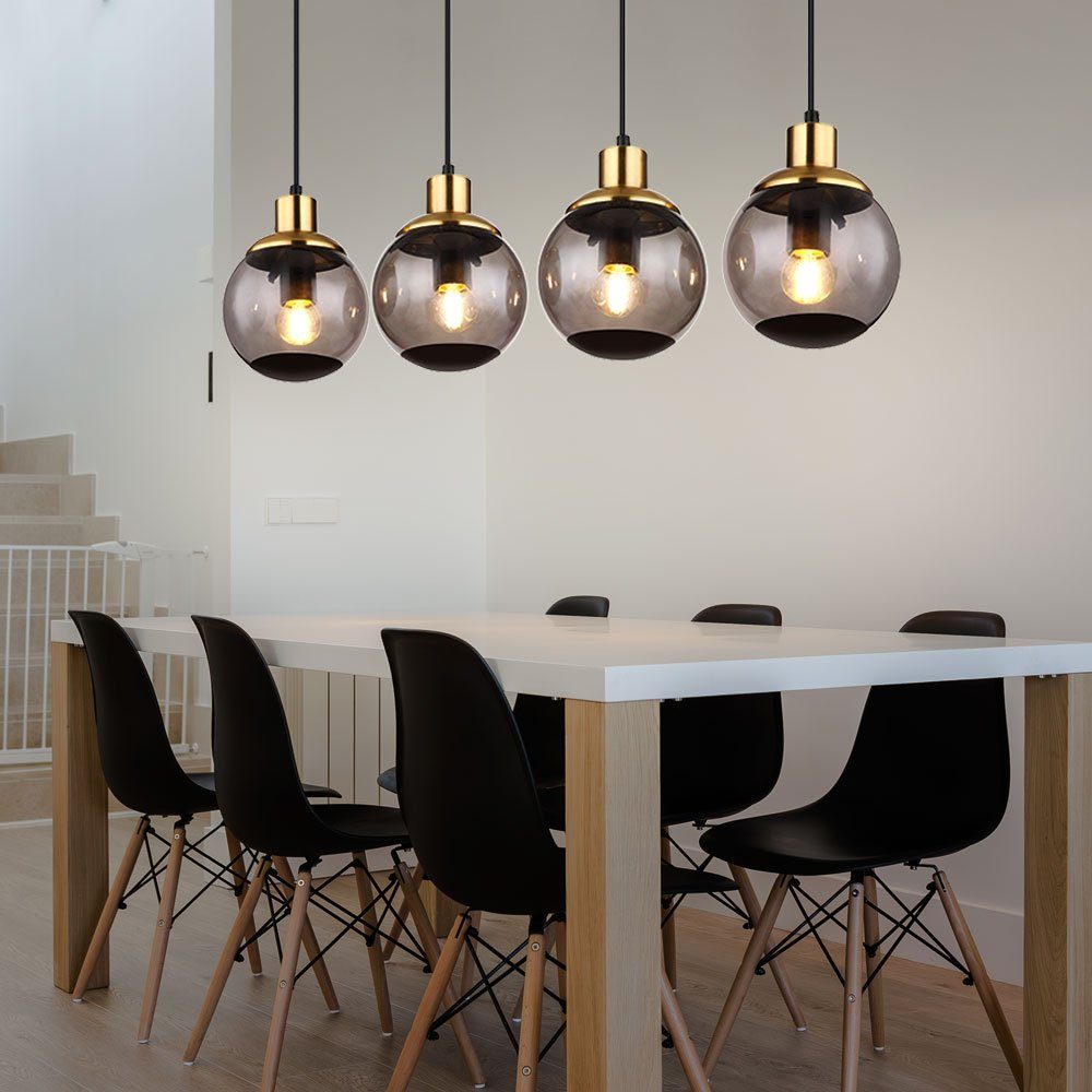 GLOBO LIGHTING Hängeleuchte, Leuchtmittel nicht inklusive, Warmweiß, Hängelampe Glas modern Pendelleuchte Rauchglas Hängeleuchte schwarz, 4
