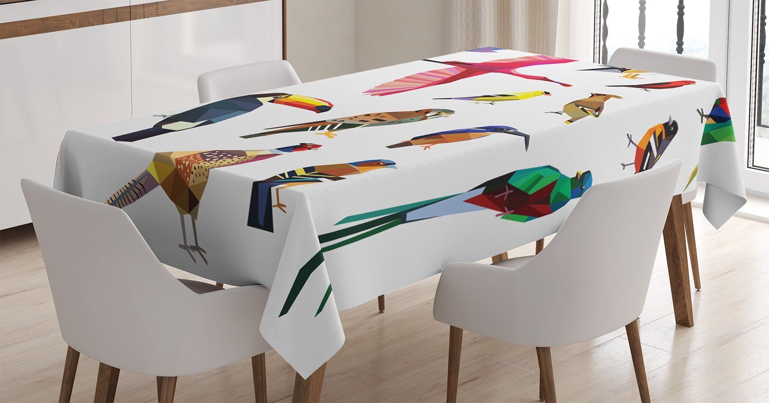 Abakuhaus Tischdecke Farbfest Waschbar Für den Außen Bereich geeignet Klare Farben, Bunt Bird Set Poly Entwurf