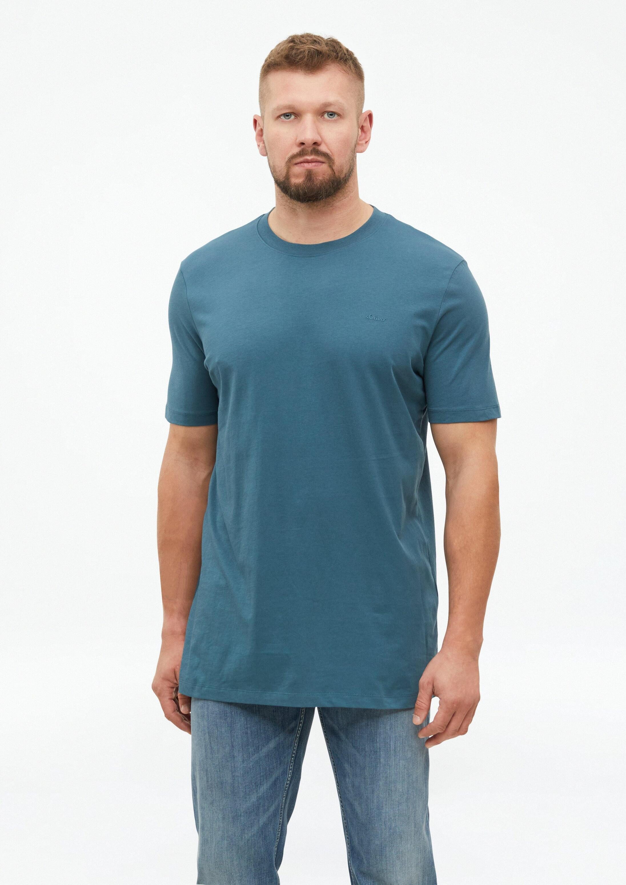 s.Oliver Kurzarmshirt T-Shirt Baumwoll-T-Shirt mit Logo-Print