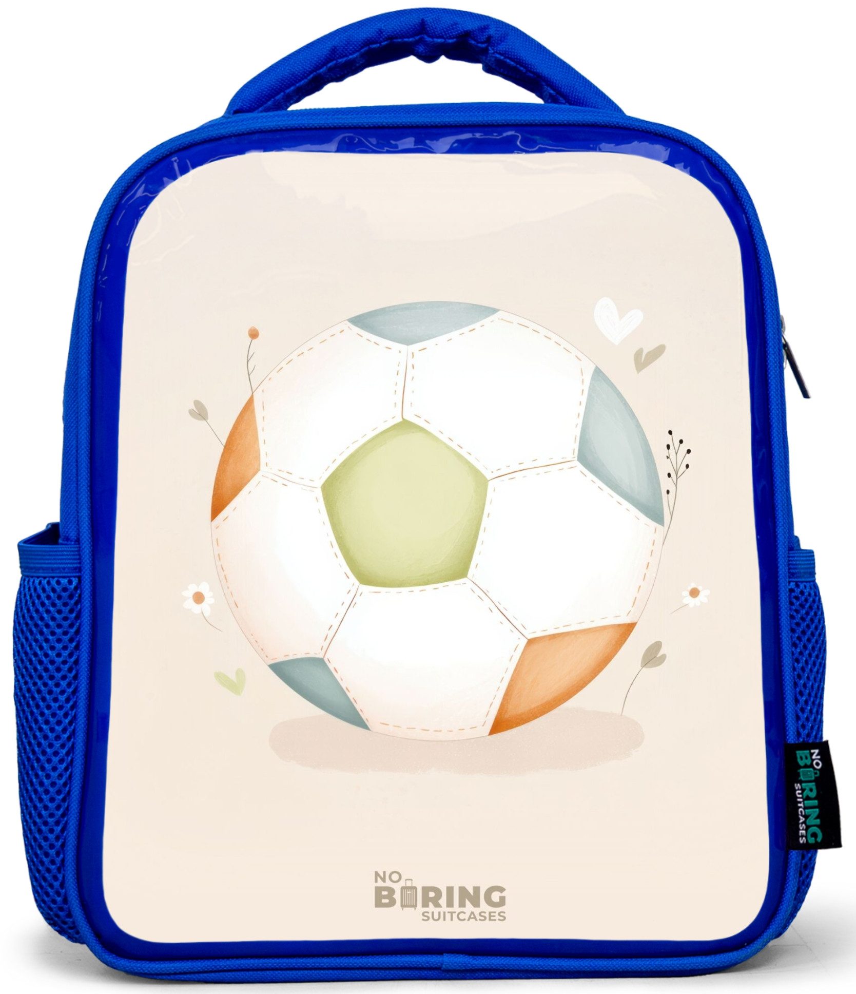 Rucksack Blau - Fußball in beigefarbenen Pastellfarben