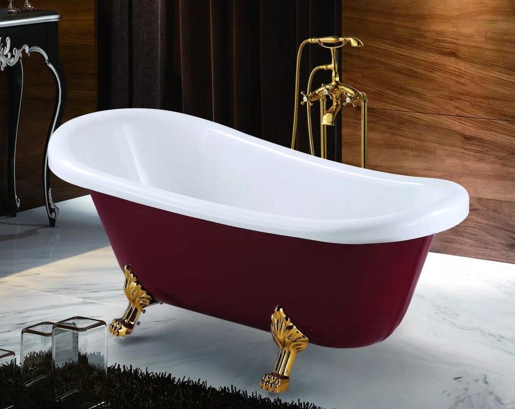 Xlmoebel Badewanne Moderne freistehende Badewanne in Rot für Ihr Badezimmer., (1-tlg), Hergestellt in Europa