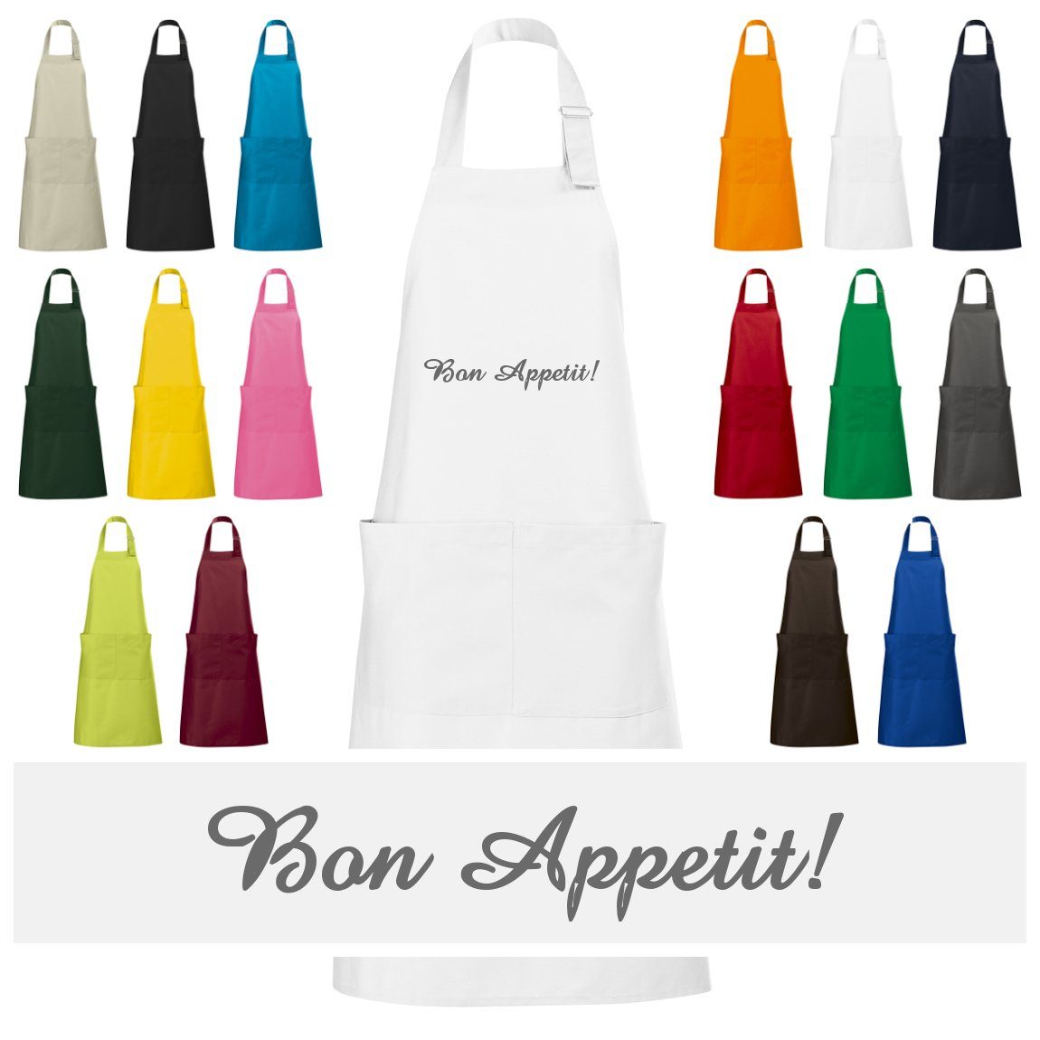 Schnoschi Kochschürze Hochwertige Küchenschürze mit Bon Appetit! bestickt, Stickerei mit Bon Appetit!