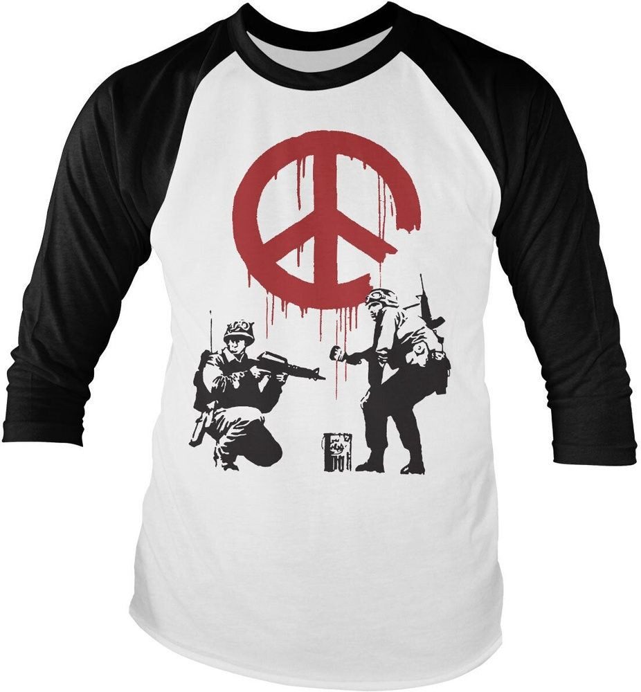 Hybris Longsleeve Soldiers Painting CND Sign Baseball Long Sleeve Tee