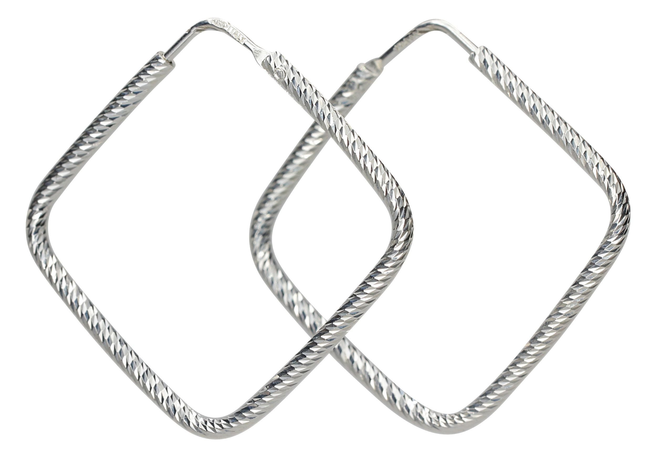 Paar Creolen Diamantierte Quadratische Creolen