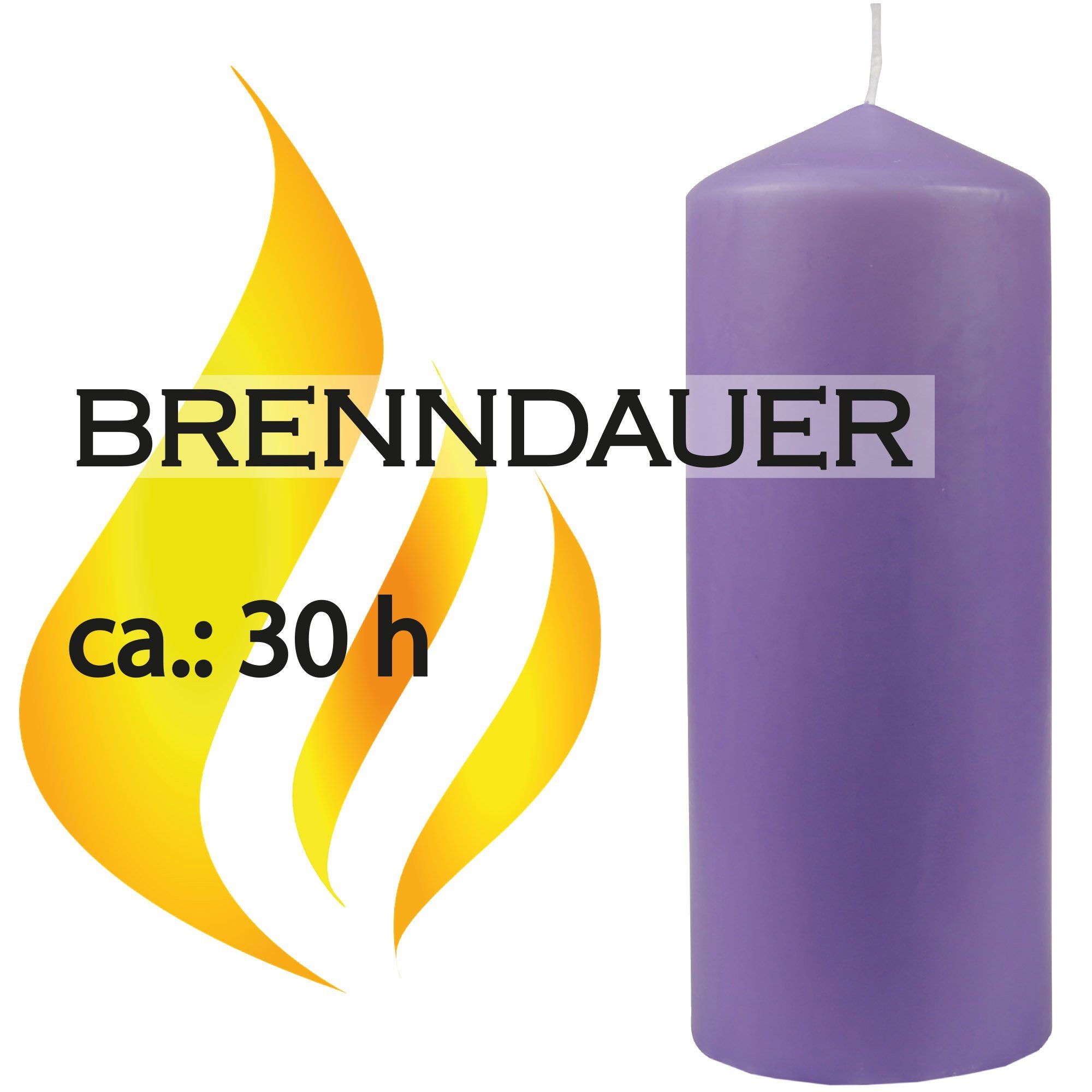 HS Candle Stumpenkerze Kerze Ø6cm 13,5cm Lila in Farben - x (3-tlg), Wachskerzen vielen Blockkerze