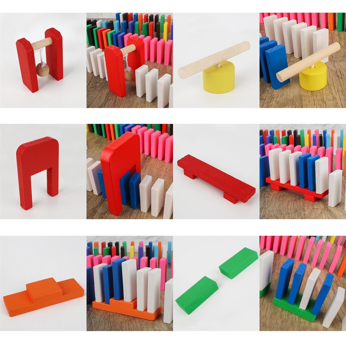 Calmado Spielesammlung Domino Steine Spiel aus Holz Dominosteine im Set + Tasche + Anleitung