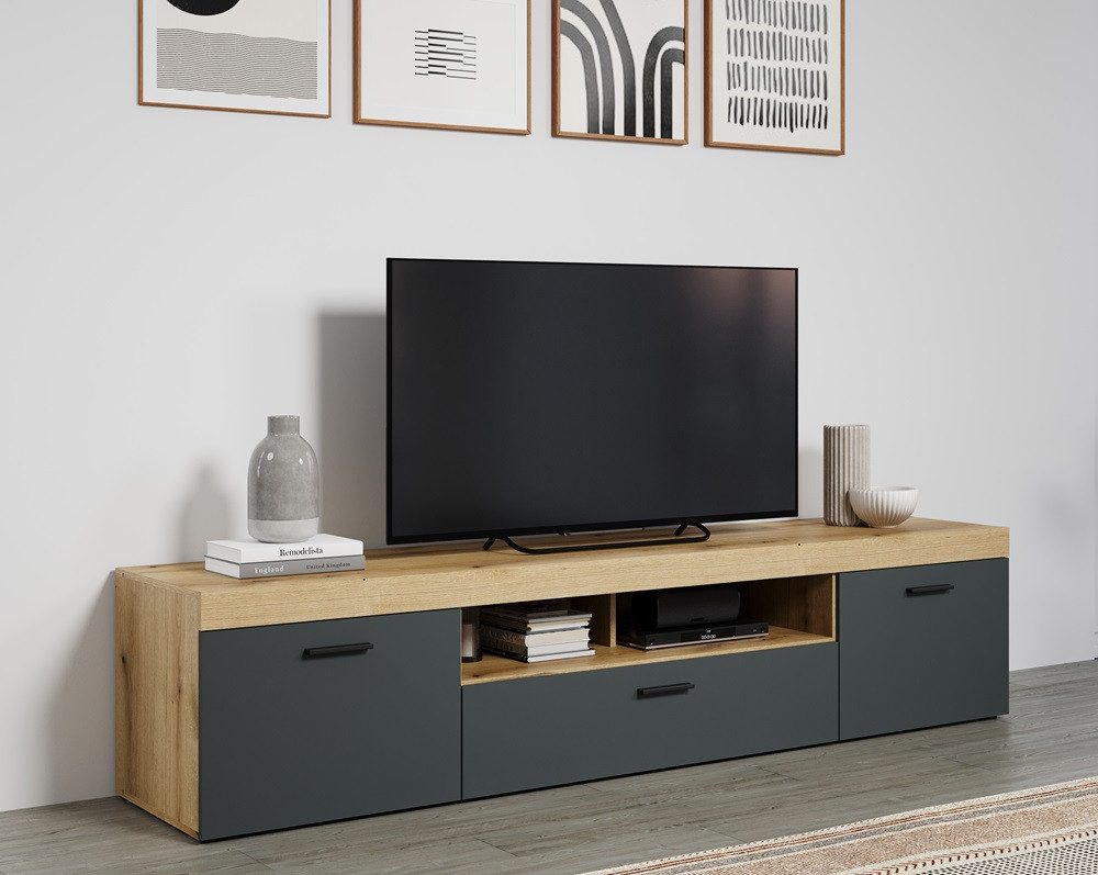 MCA furniture Lowboard TV-Board Lowboard Tyler, grau / Coast Evoke Eiche ohne Beleuchtung