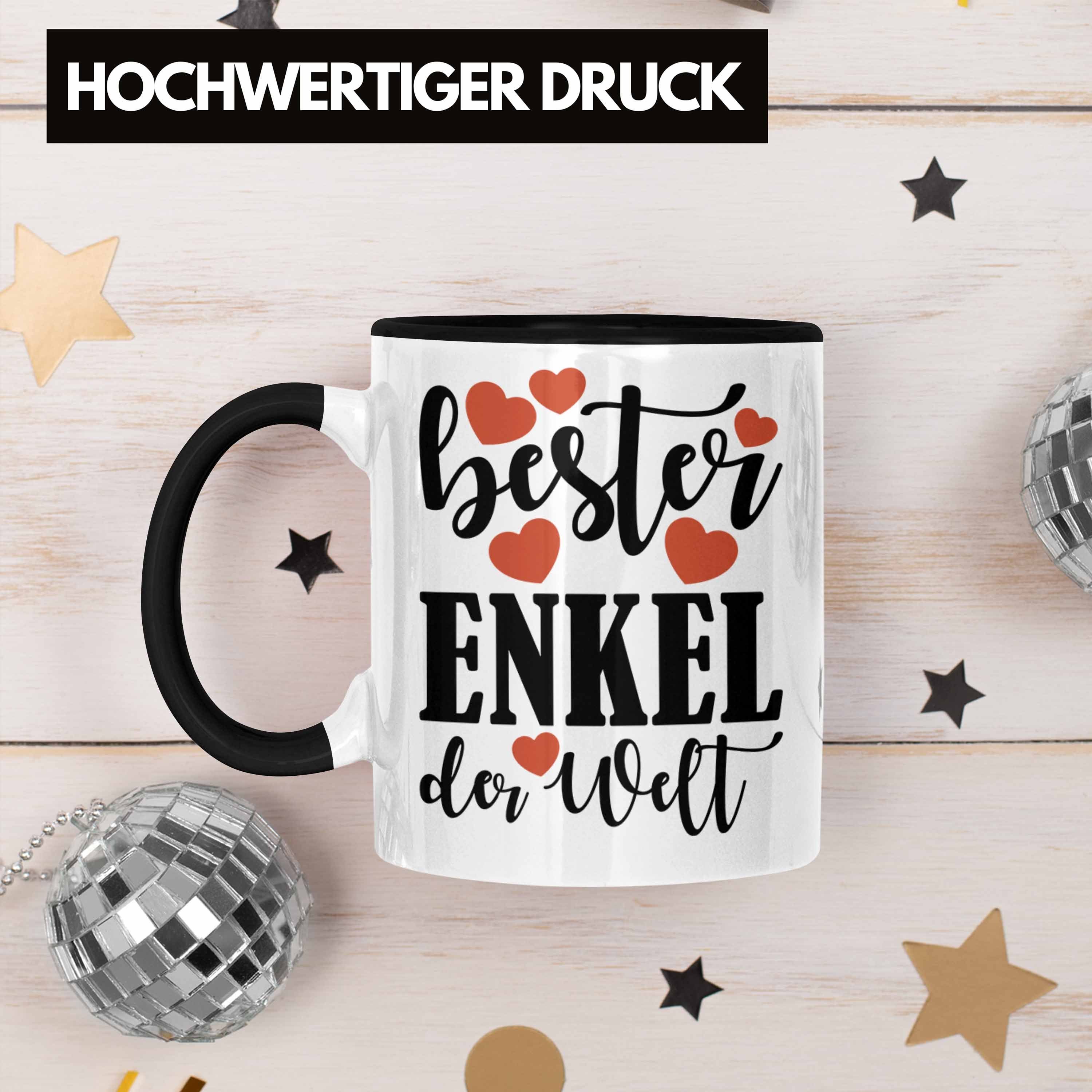 Trendation Geschenkidee Enkel Trendation Tasse Geschenk - Opa Geschenke von Enkel Bester Großeltern Schwarz Enkel Oma Tasse Kaffeebecher Kaffeetasse