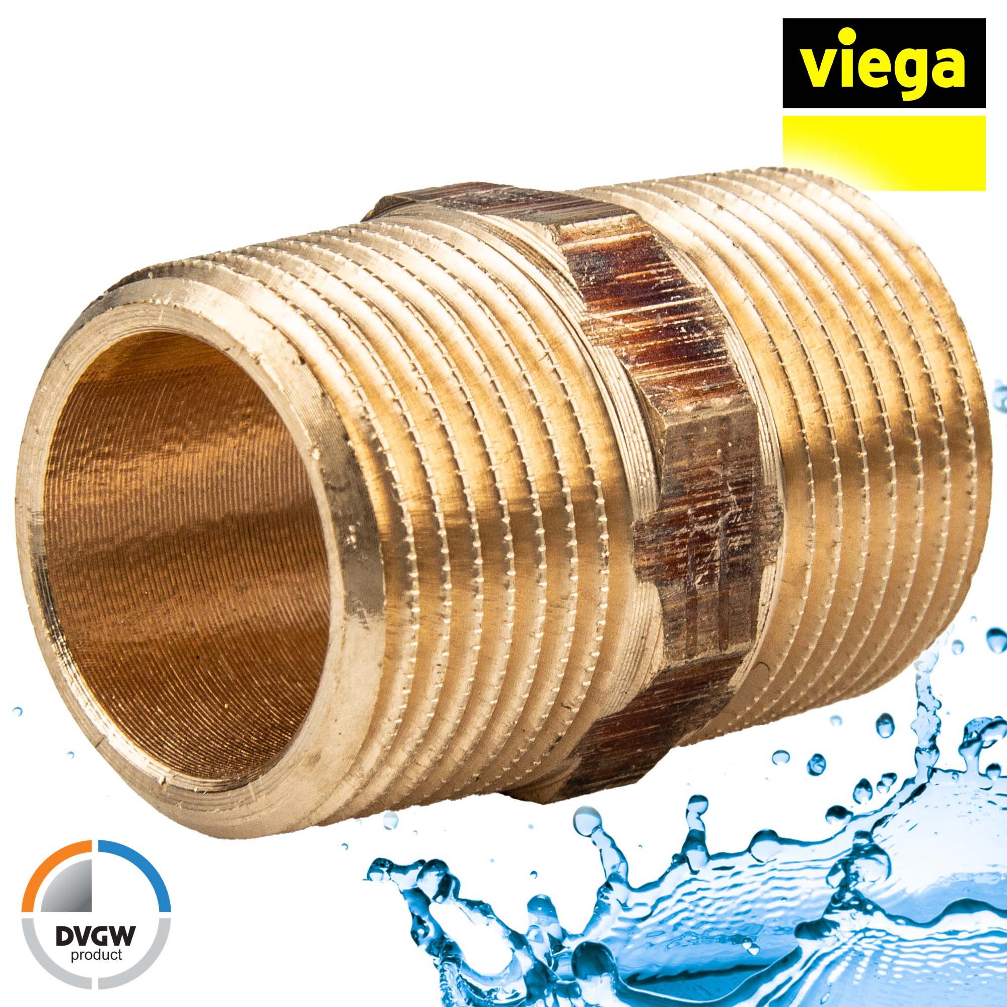 Viega Gewindefitting Rotguss Nippel Doppelnippel AG/AGTyp 3280 DVGW, 1/8 Zoll