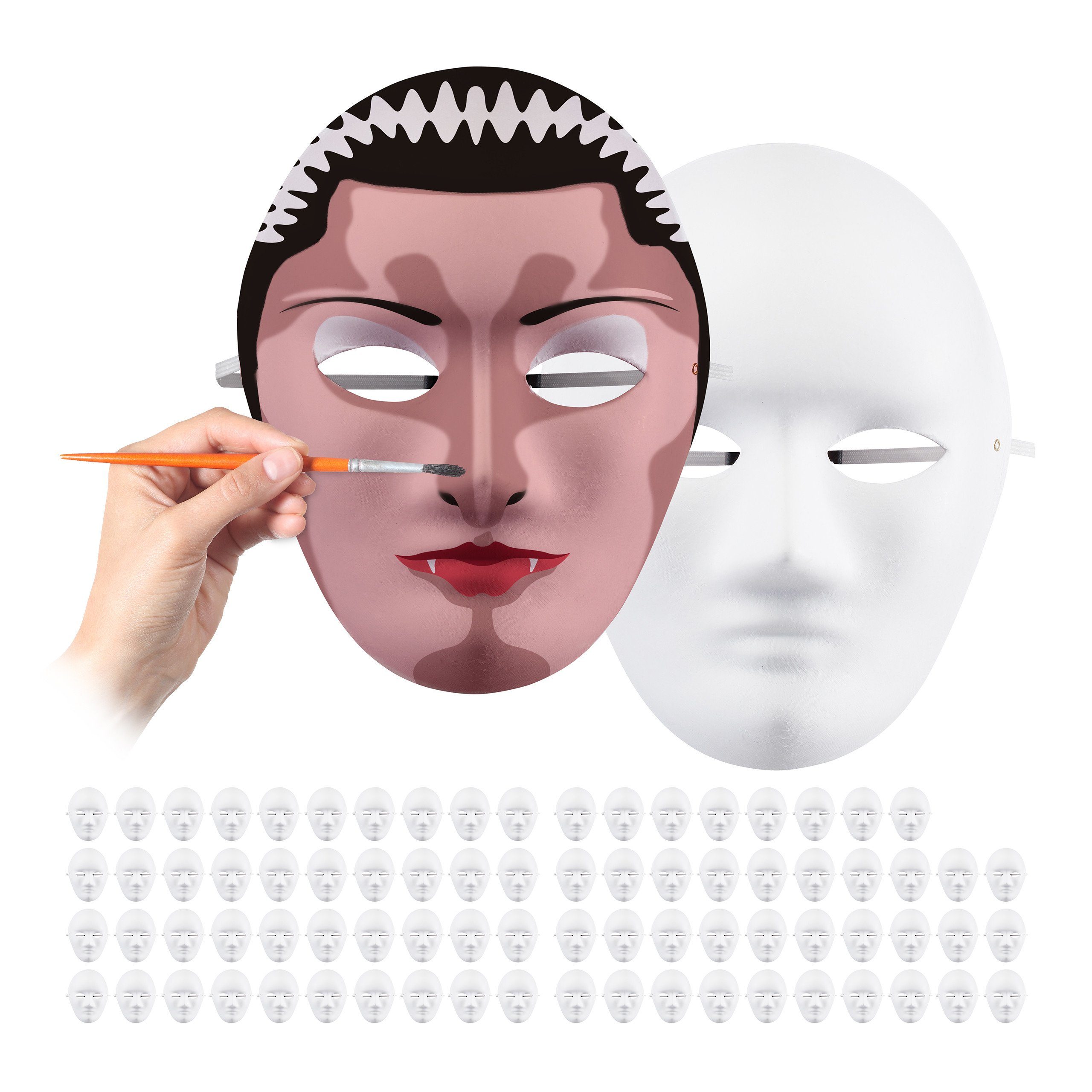 Kostüm 80 x Maske weiß