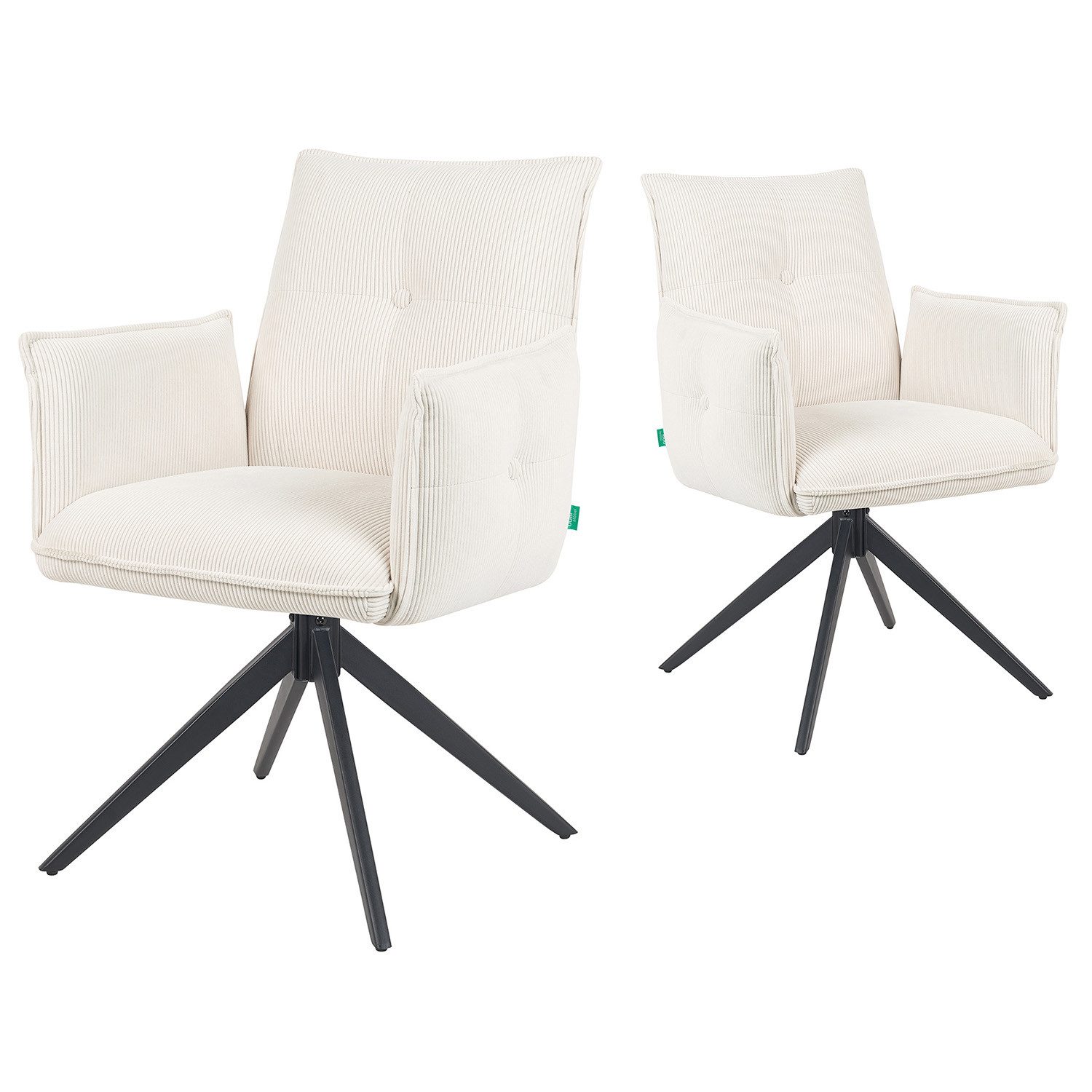 DUBI Möbel Drehstuhl Mika-Nina 2er-Set, Federkern, pulverbeschichtet, 360° drehbar im 2er-Set