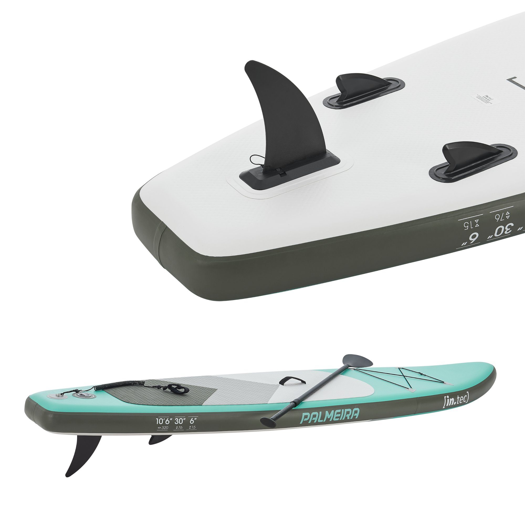 in.tec SUP-Board, Palmeira Paddleboard 320x76x15cm Grün/Weiß/Grau