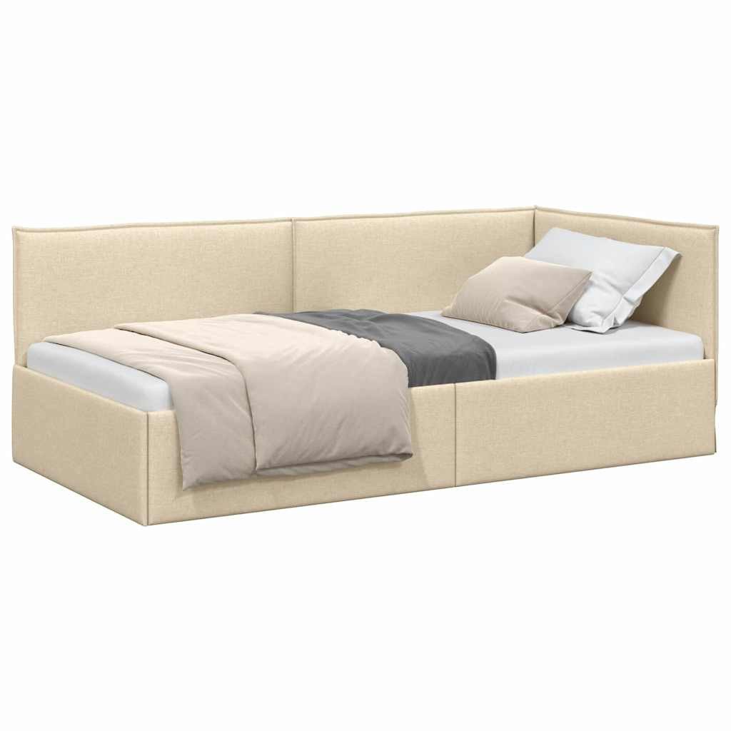 vidaXL Bett Eckbettgestell mit Kopfteil Creme günstig online kaufen