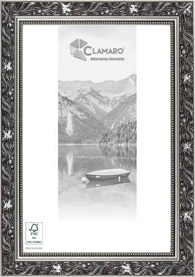 Clamaro Bilderrahmen, Bilderrahmen 'Ludwig' Clamaro Antik Massivholz Schwarz Grau Silber