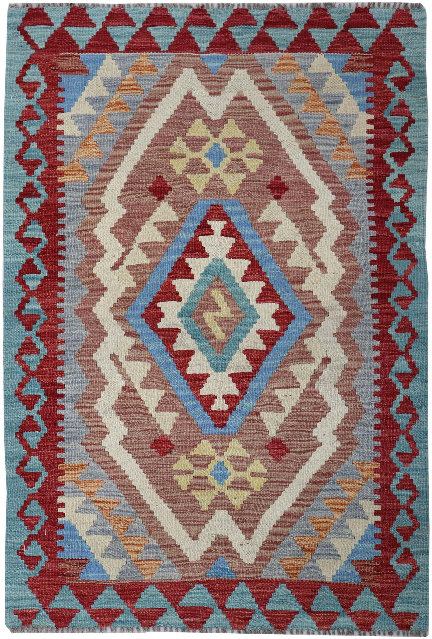 CABBEL Orientteppich 118x84 cm Kilim Multicolor Kelim Teppich Schurwolle Handgewebt Unikat, rechteckig, Höhe: 4 mm, 100% Schurwolle – weich und pflegeleicht