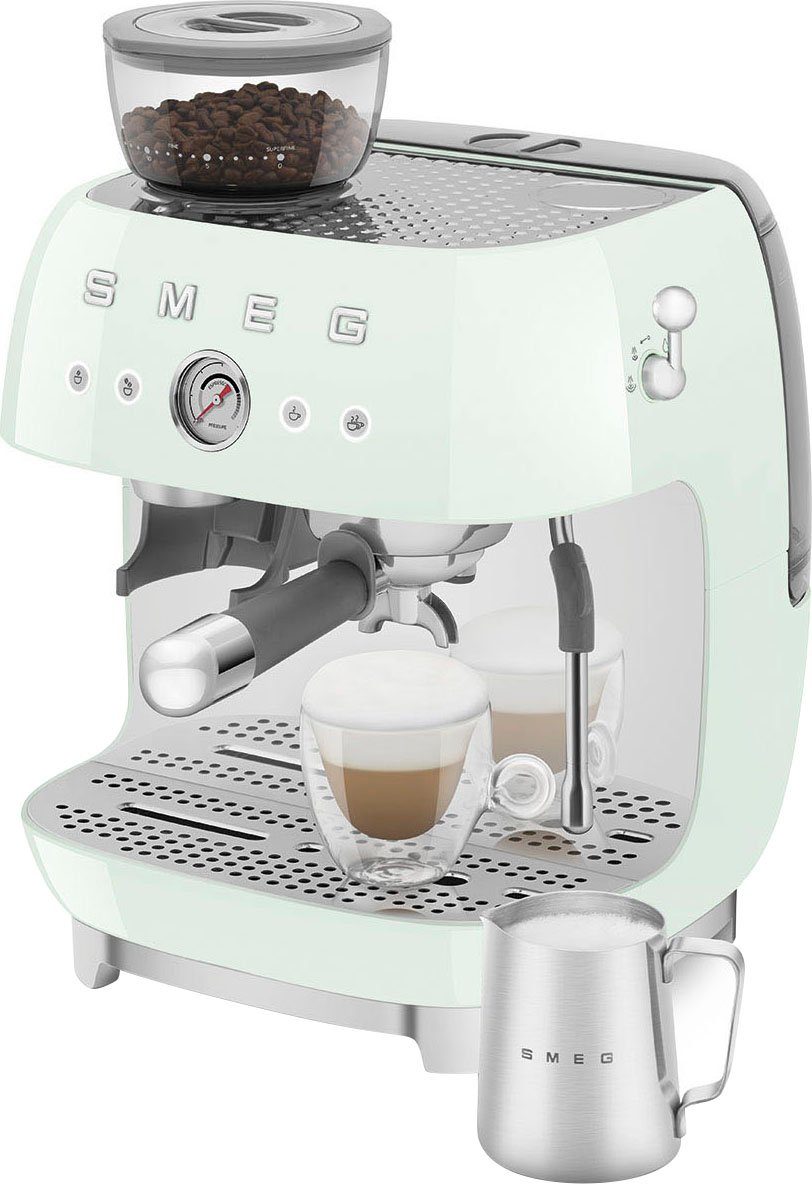 Smeg Espressomaschine EGF03PGEU, mit integrierter Kaffeemühle, 20 bar  Pumpendruck: für eine stets optimale Extraktion von Espresso