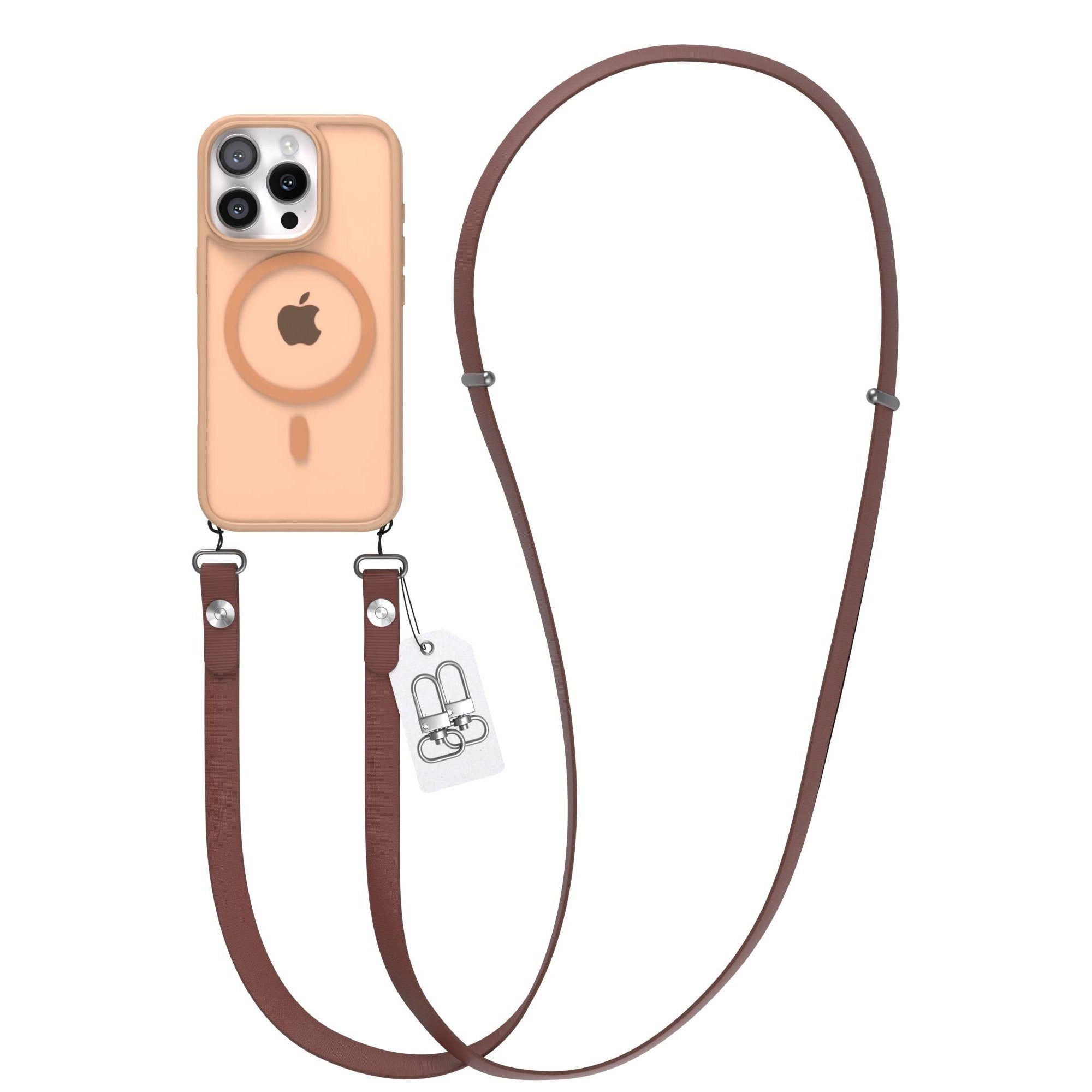 EAZY CASE Handykette Outdoor Case MagSafe Handyband für Apple iPhone 16 Pro 6,3 Zoll, Crossbody Handyhülle mit MagSafe und magnetisch verstellbarem Band